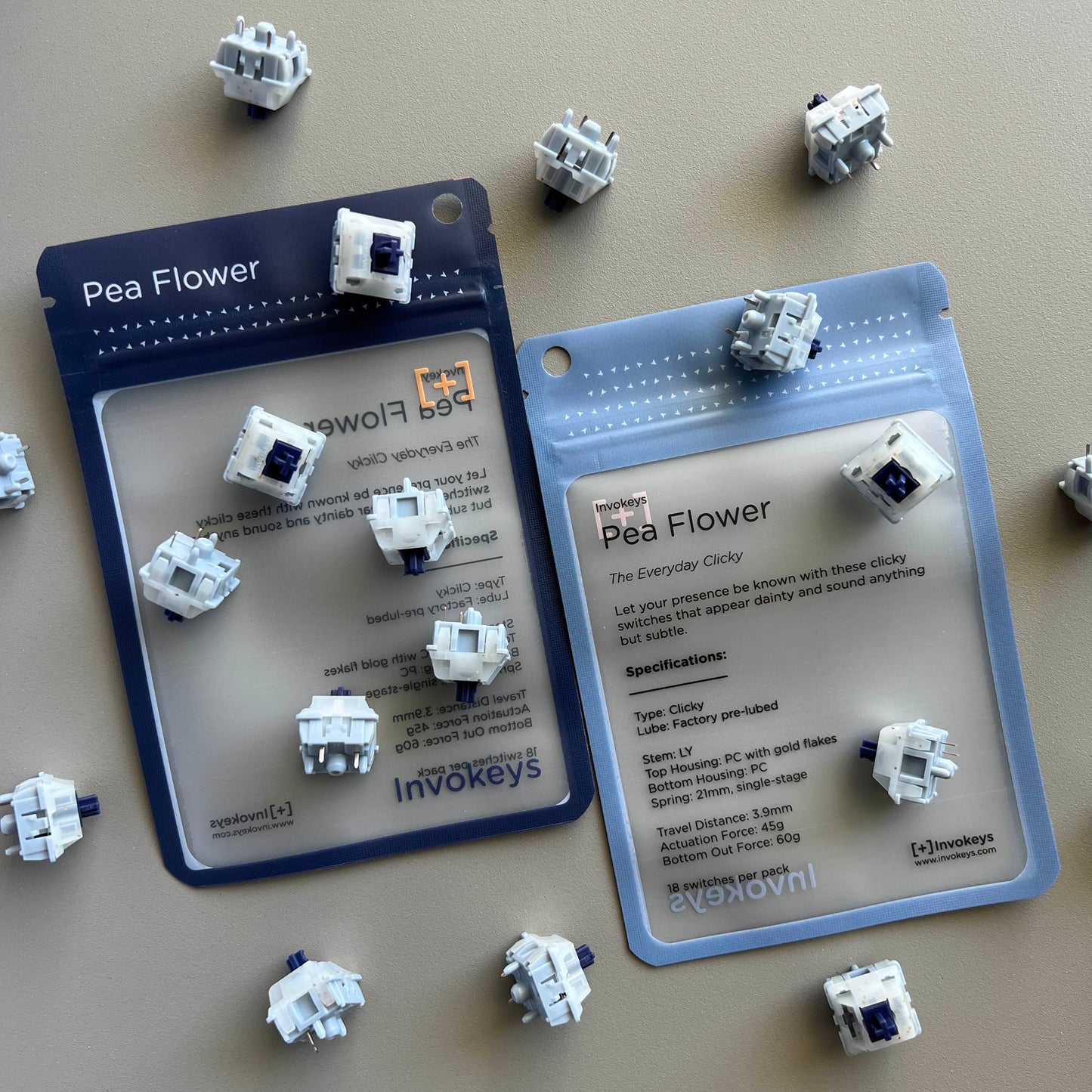 Invokeys Pea Flower Clicky Switches Factory Lubed